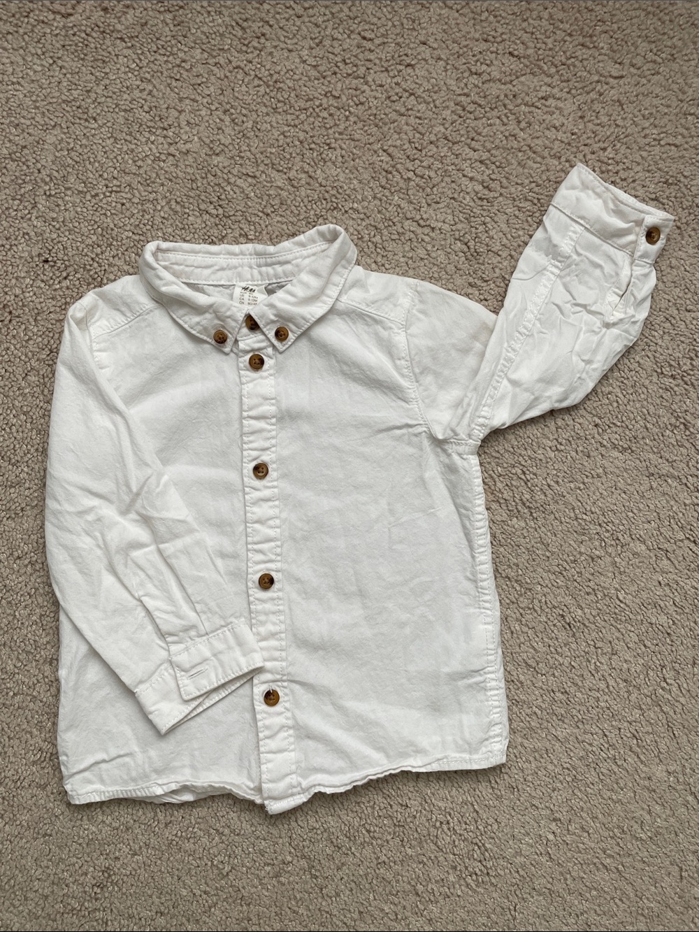 H&M White Long-Sleeve Button-Down Shirt for Kids